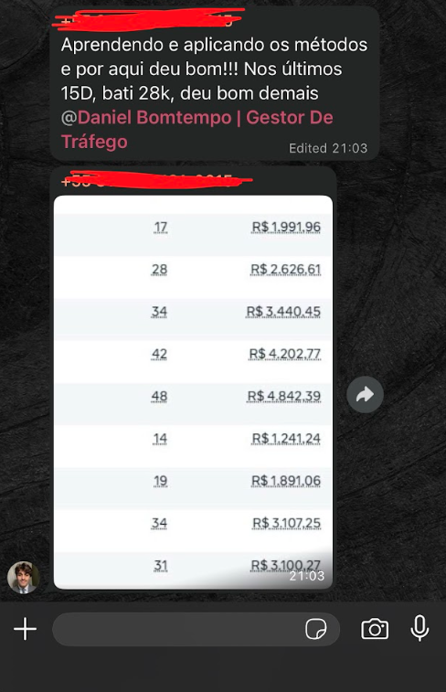 Aluno relata ter batido 28k em 15 dias aplicando os métodos